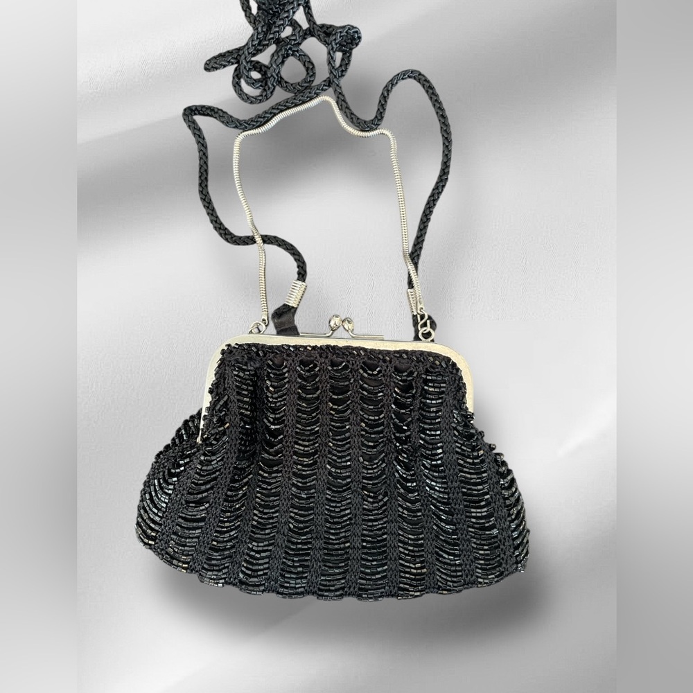 Vintage Valerie Stevens Elegant Black Beaded Women's Handbag/Wristlet